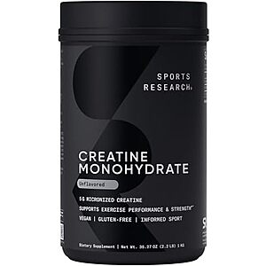 S&S] $27.06*:35.27-Oz Sports Research Creatine Monohydrate (200 Servings) at Amazon