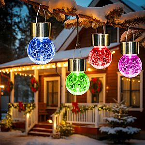 Prime] 8-Pack GIGALUMI Solar Hanging Cracked Glass Outdoor Lights $11.45 + Free Shipping