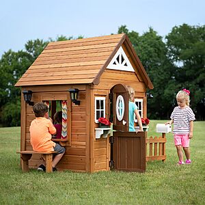 Backyard Discovery Aspen Cedar Wooden Kids Playhouse Cottage with Play Kitchen $376.1