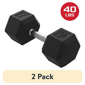 2 pack) FitRx 40lbs Rubber Hex Dumbbell – Solid Steel Handle,Durable Rubber Coating $66 FS @ Walmart