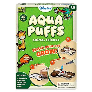 Skillmatics Aqua Puffs Animals Art & Craft Paint-by-Number Kit w/ 15 Puffs,10 Markers & Keychains $18.97 + Free Shipping w/ Prime or on $35