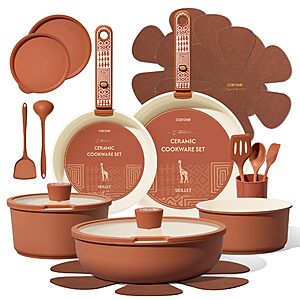 CAROTE 21-Piece Ceramic Cookware Set,Nonstick Pots and Pans Set with Detachable Handle,Non-Toxic Kitchen Cooking Set $59.99