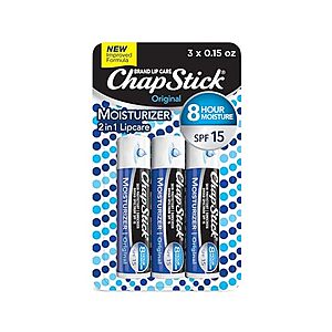 SnS,AC] $2.92* | 3-Count ChapStick Moisturizer Lip Balm (Original) at Amazon