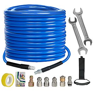 Sewer Jetter Kit for Pressure Washer 100FT 4000 PSI Drain Cleaner Hose 1/4 Inch NPT $26 50% off