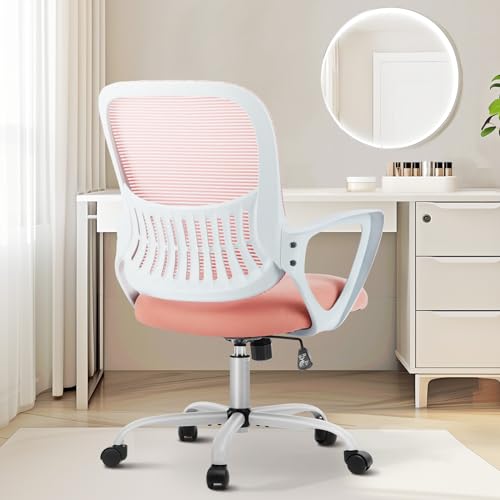 Sweetcrispy Ergonomic Mid-Back...,Bedroom,Study,Office,Pink