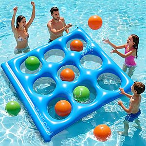 Prime] Ksheat Giant Inflatable Tic-Tac-Toe Pool Float Game Set w/ 10 Balls & Pump $9.99 + Free Shipping