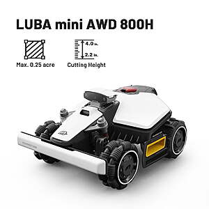$1099.99: Mammotion LUBA Mini AWD 800H Robot Lawn Mower, Reception 0.2 Acre, Max 0.25 Acre Coverage