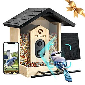 TT Nature Smart AI Solar Powered Bird Feeder w/ Camera $40 + Free S/H