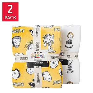 Peanuts Printed VelvetLoft Throw,2-pack $19.97 @Costco