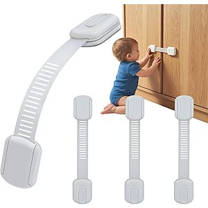 4-Pack Child Proof Cabinet Locks Baby Proofing 3M Adhesives for Refrigerator,Oven+ $4.99 - Free Shipping w/ Prime or on $35