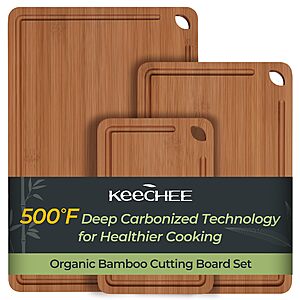 3-Pc Keechee Bamboo Cutting Board w/ Juice Grooves (Carbonized) $14.50