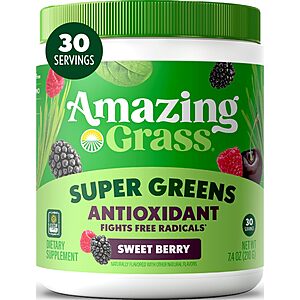 S&S] $15.23:Amazing Grass Super Greens Powder Antioxidant Sweet Berry (30 Servings