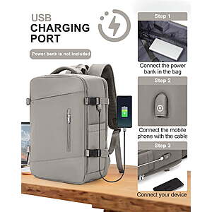 25 FS Plus:DAKIMOE via Walmart Large Travel Backpack for Adults Carry on Laptop Backpack Flight Approved Waterproof College Bag with USB Charging Port in Gray,Green or Beige