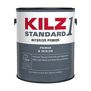 KILZ® 1 STANDARD Interior Water-Based Wall Primer, Multi-Surface, 1 Gallon at Walmart $20