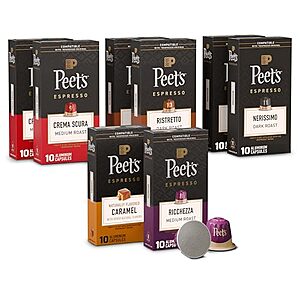 SnS,AC] $31.97* | 80-ct Peet's Coffee Nespresso Original Espresso Capsules Variety Pack at Amazon
