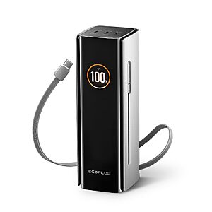 EF ECOFLOW Rapid Pro Power Bank,4-Port with 300W Max Output,Portable Charger with 140W Built-in Cable,TSA-Approved,Smart APP $99.99