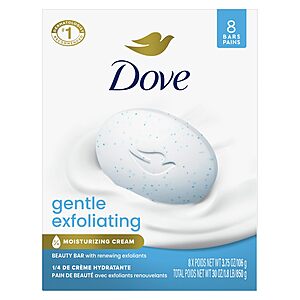 S&S AC | Buy 3 ea 8-Count Dove Gentle Exfoliating Beauty Bar Soap,3.75 oz $18.14