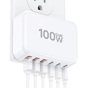 CSODINCE GaN 100W 6-Port USB-C Charging Station w/ PD 3.0 & QC $17.59 + Free Shipping w/ Prime or on $35