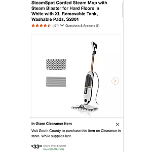Shark Steam and Scrub Corded Steam Mop S8201 (YMMV) $48