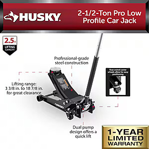 Husky 2.5 ton Pro Low Profile Floor Jack - Home Depot $60