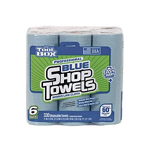 Toolbox (330ct Total Sheets;55ct Per Roll;11 in.x 9 in.Sheet Size;) 6-Pack Disposable Shop Towel $12.98 Free PU or Delivery Home Depot