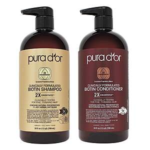 Pura d'or Clinically Formulated Biotin Shampoo & Conditioner Set [2x Concentrated] $30.99