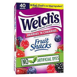40-Pk 0.8-Oz Welch's Berries 'N Cherries Fruit Snacks $4.20 w/ S&S