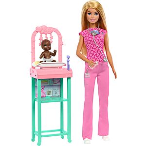 Barbie Baby Doctor Playset w/ Blonde Doll in Pink Scrubs,Baby Doll,Furniture & Accessories $10.93 + Free Shipping w/ Prime or on $35