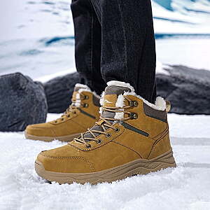 32 FS Walmart+ by Ecetana MeMoride Mens 6-13 Snow Boots Waterproof Warm Faux Fur Lined Ankle Booties Non-slip Winter Hiking Boots for Men
