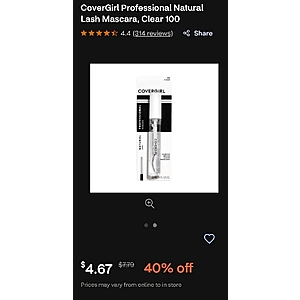 CVS CoverGirl Mascara MM Sales Price:$9.35 Was $15.58 Size:0.34 OZ | Wt.0.1 OZ MM