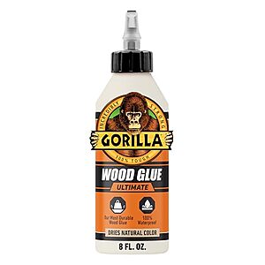 3.98 | 8-Oz GORILLA Ultimate Waterproof Wood Glue,Natural Wood Color at Amazon