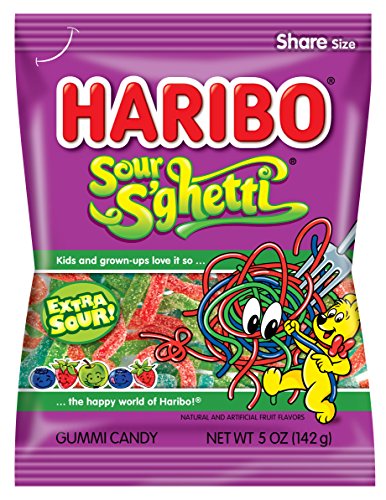 HARIBO Gummi Candy,Z!NG Sour S’ghetti,5 oz.Bag