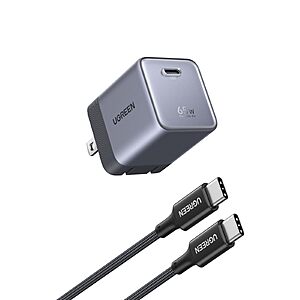 65W UGREEN Nexode Air USB-C GaN Charger w/ Foldable Prongs & 100W USB-C Cable $25
