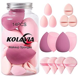 14-Piece Kolavia Makeup Sponge & Powder Puff Set w/ Mini Sponges (Pink) $4.99 + Free Shipping w/ Prime or on $35