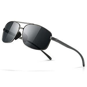 SUNGAIT Men's Ultra Lightweight Rectangular Polarized Sunglasses (2026 Gunmetal Frame Gray Lens) $6.39 + Free Shipping w/ Prime or on $35
