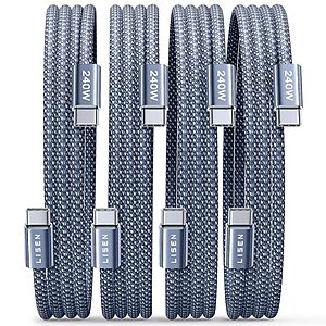 AC] $10.77* | 4-Pk LISEN 6.6' 240W USB-C to USB-C Charging Cable at Amazon
