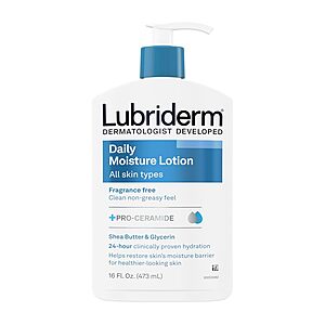 Select Accts:16-Oz Lubriderm Fragrance Free Daily Moisture Lotion + Pro-Ceramide $5.40 w/ S&S