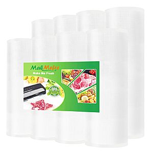 8-Pack MakMeFre Vacuum Sealer Bags Rolls,8"x16.5' (4 Rolls) & 11"x16.5' (4 Rolls),BPA Free $13.49 + Free Shipping w/ Prime or on $35