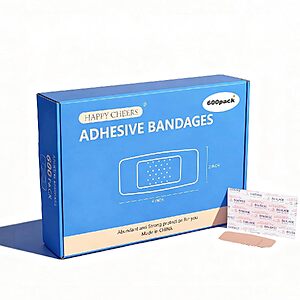 600-Count Happy Cheers 2" x 4" Large Adhesive Fabric Bandages $12.59 ($0.02 Each) + Free Shipping w/ Prime or on $35