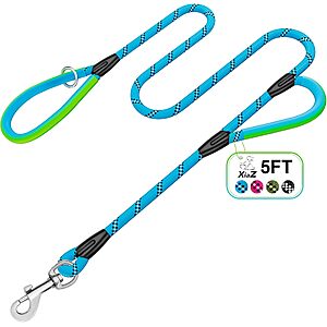 5' Xiaz Heavy-Duty Dual-Handle Dog Leash w/ Reflective Rope (Blue) $2.99 + Free Shipping w/ Prime or on $35