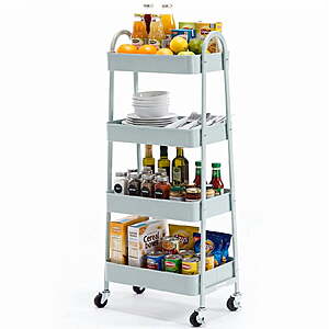 17.99:Gianna 4 Tier Metal Utility Rolling Cart with Lockable Caster Wheels at Walmart.com