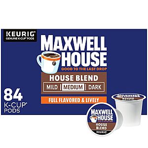Maxwell House House Blend Medium Roast K-Cup Coffee Pods,84 ct Box S&S + 25% off coupon $23.98 @Amazon