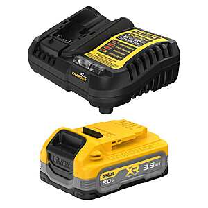 YMMV DeWalt 20V MAX XR 3.5 Ah POWERSTACK Lithium-Ion Battery Starter Kit $107.1