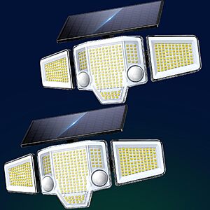 2-Pk TuyLuxe 4000LM Solar Flood Lights w/ Dual Motion Sensor & 300° Wide Beam $16.50