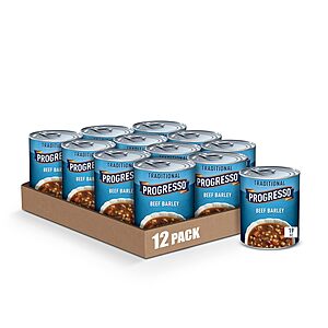 12-Pack 19-Oz Progresso Traditional Canned Soup (Beef Barley) $9.35