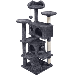 Alden Design 54.5" H Double Condo Cat Tree with Scratching Post Tower,Dark Gray $39.99