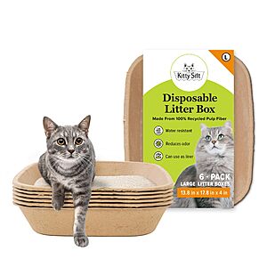 S&S,AC] $9.62:Kitty Sift Disposable Cat Litter Box Large,6 Count,Litter Box Only,6-Piece Set