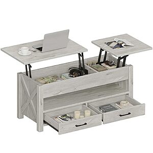 39.3" Seventable Lift Top Coffee Table w/ 2 Storage Drawers & Hidden Compartment (Gray) $84.99 + Free Shipping w/ Prime or on $35