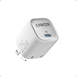 Prime] $8* | 25W Anker USB-C Fast Charging Wall Charger w/ Folding Plug at Amazon
