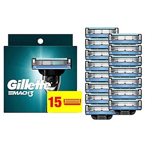 Gillette Mach3 Razor Refills for Men, 15 Razor Blade Refills $26.96